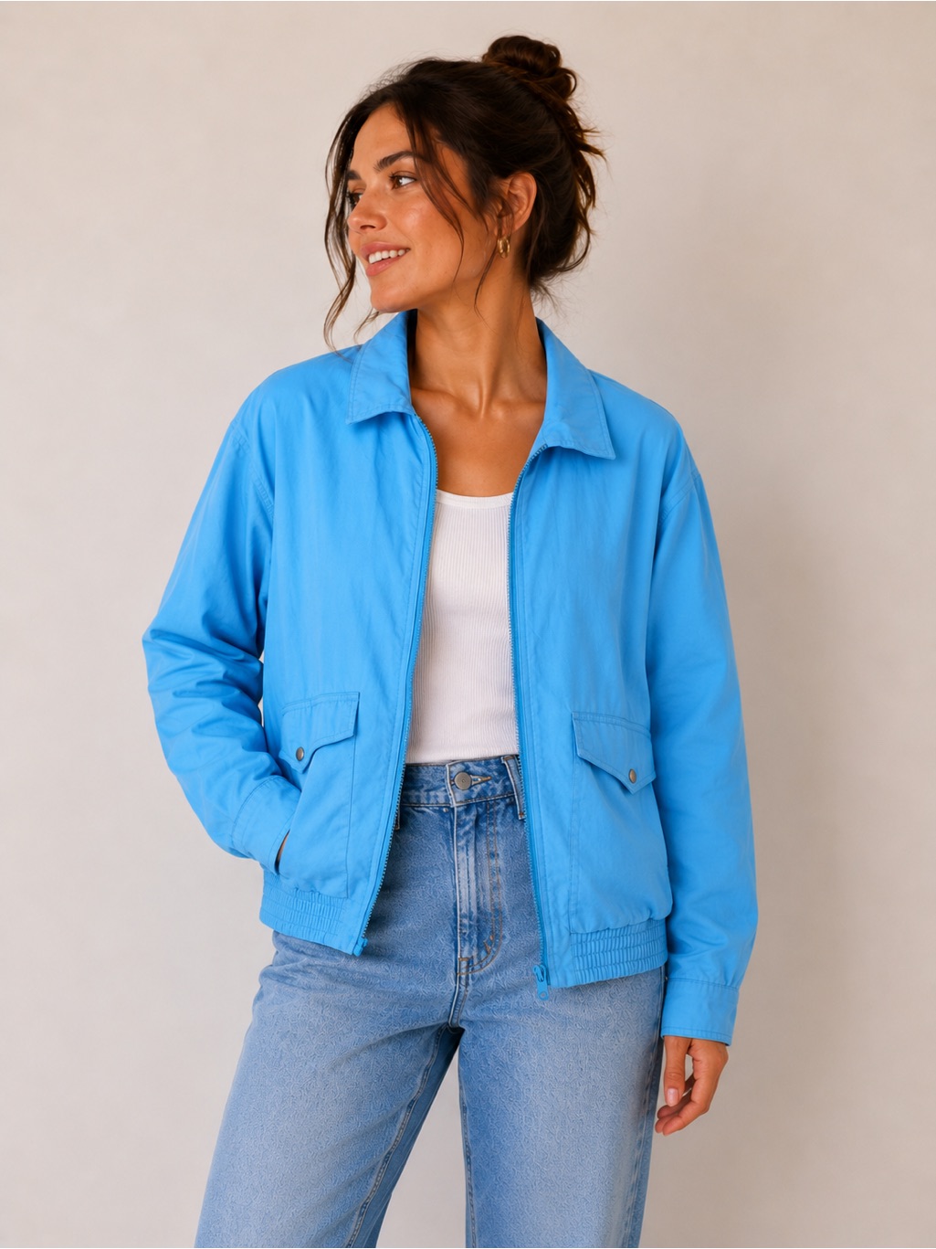 Vintage London Fog Jacket Womens Size 14 Lightweight Retro Windbreaker Coat Blue